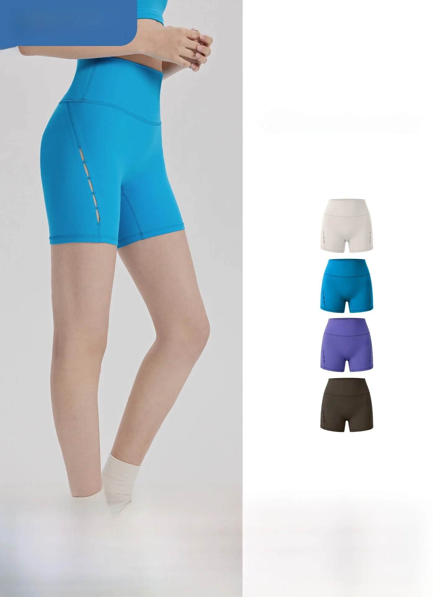 High-Waist Sporty Hollow out Sensual Shorts Women's Tight Fitness Pants Running Training Yoga Tight Pants Breathable Stretchy