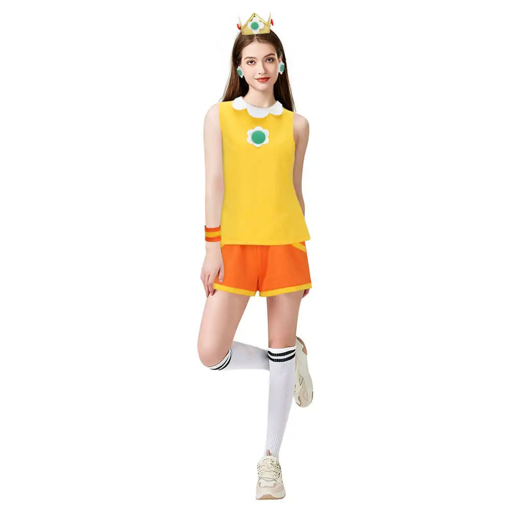 

Tennis Girl Princess Daisy Cosplay Costume Game Aces Halloween Fancy Dress Crown Shorts Summer Sportwears In stock Takerlama