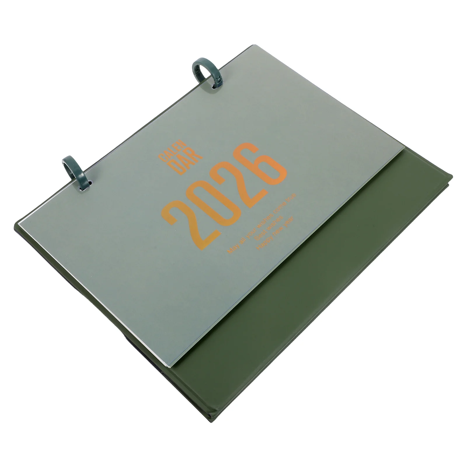 

2026 Mini Desk Calendar Green Stylish PU Material Monthly Planner for Office Home Use Portable Decorative Standing