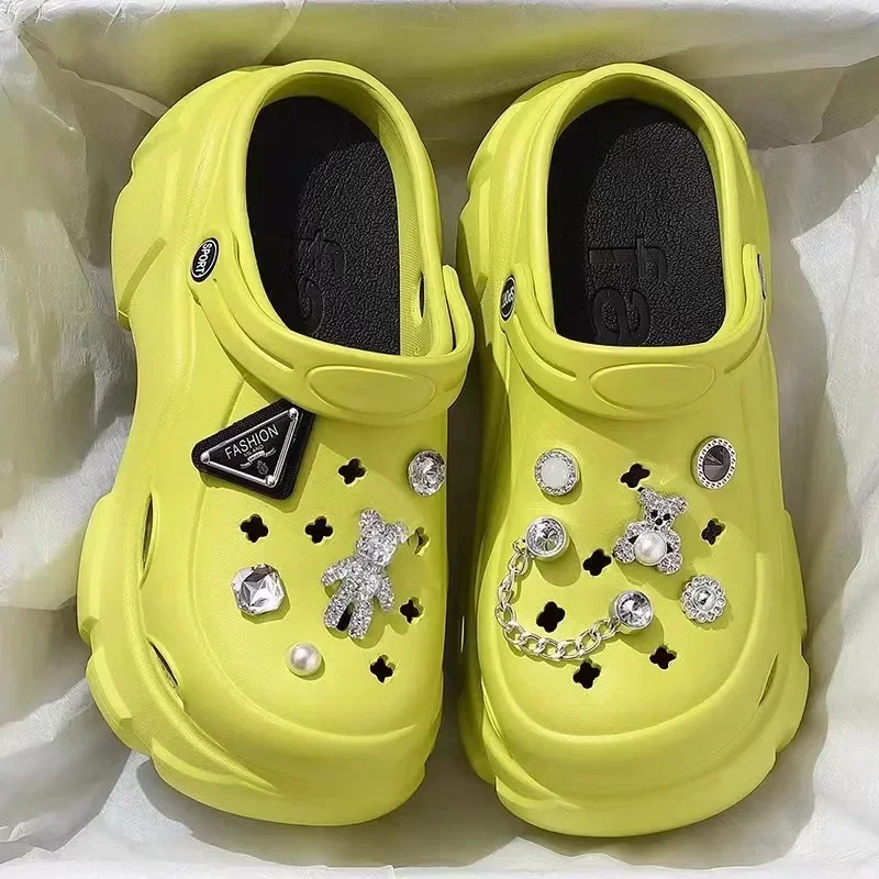 DIY Diamond Pearl Chain Shoe Charms Clogs Slides Sandals Garden Shoes Decorations Charm Set Accessories Kids Gifts