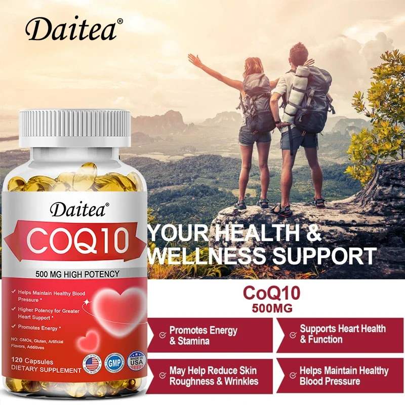 Cápsulas de coenzima Q10 (CoQ10), 500 Mg, antioxidante, salud del corazón, niveles de presión arterial y soporte inmunológico, producción de energía