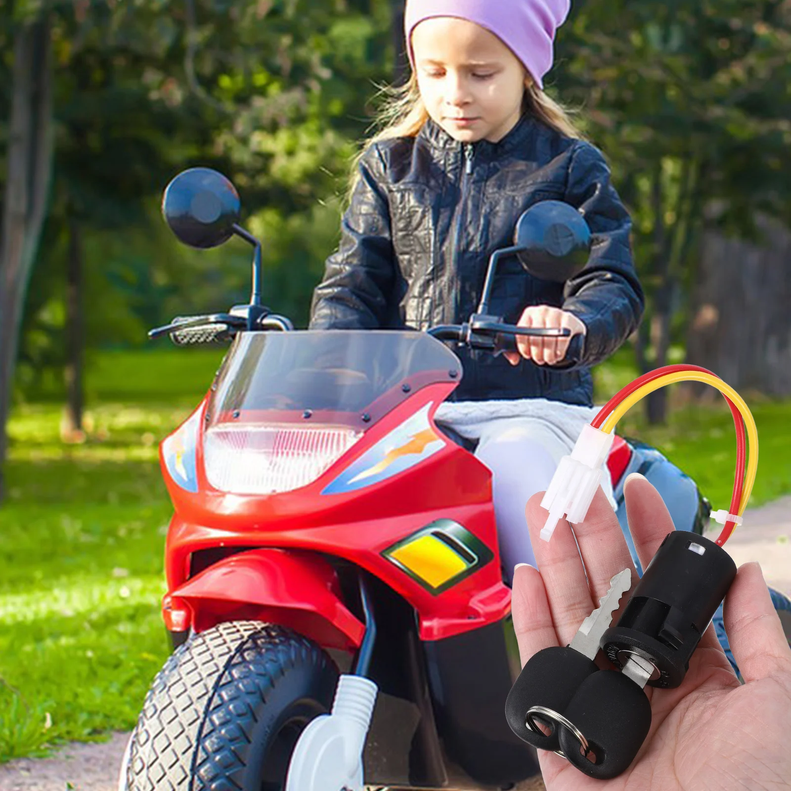 Electric Scooter Key Switch Lock for Children's Electric Vehicles Easy Install Ignition Start Switch Durable Plastic Accessory