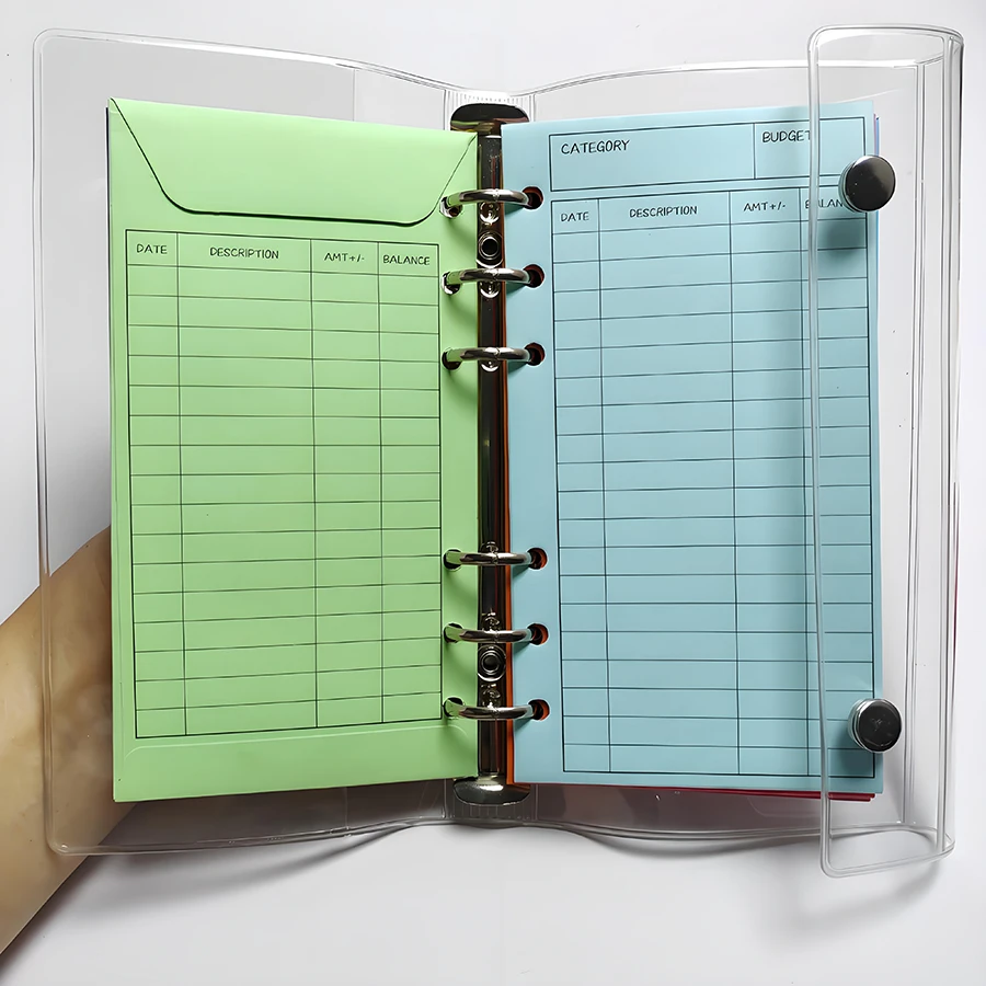 12pcs Color Envelope and A6 Loose-Leaf Case Set, 6-Hole Thickened Paper Envelope, Portable Loose-Leaf Holder Inner Page Case