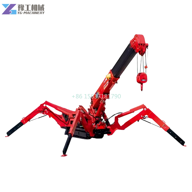 Mobile Spider Crane 3 Ton 5ton Telescopic Boom Spider Crane 360 Degree Mini Crawler Hydraulic Crane Lifting 14m with Fly Jib