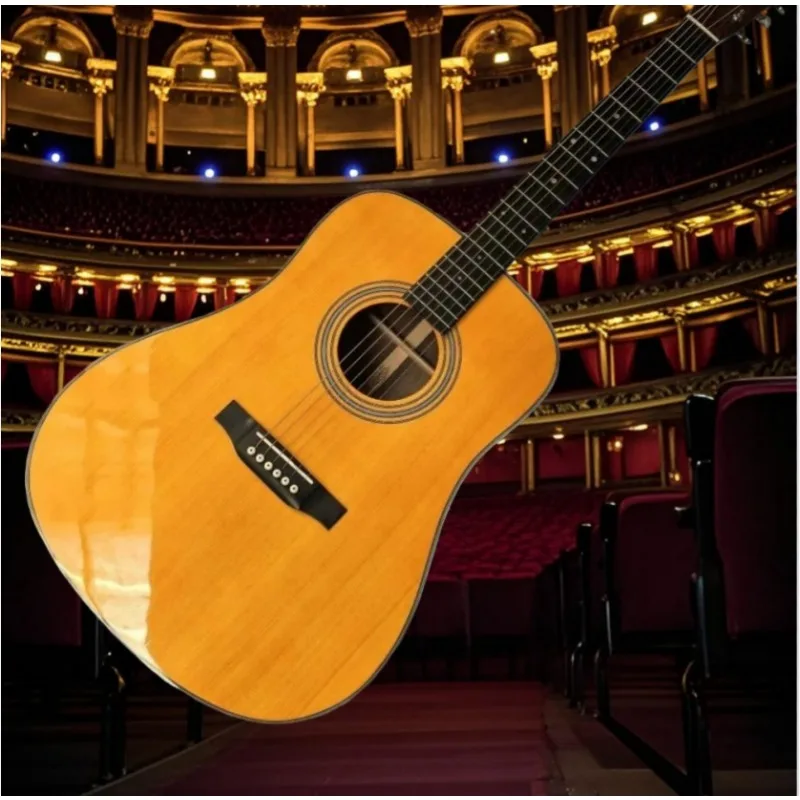 กีตาร์โปร่ง D28 ซีรีส์ ขายดี จัดส่งฟรี ตัวกีตาร์ทำจากไม้สนพีเซียสีเหลืองอุ่น  ฟิงเกอร์บอร์ดไม้มะเกลือ  หน้าไม้แท้  สำหรับเล่นเดี่ยว  ใช้ได้ทั้งชายและหญิง