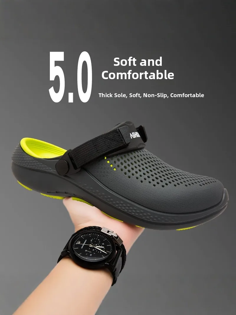 Men's Outdoor Summer Wearable Anti-Slip Wear-Resistant Clog Shoes Sports Water Swimming Fishing Beach Men's Sandals
