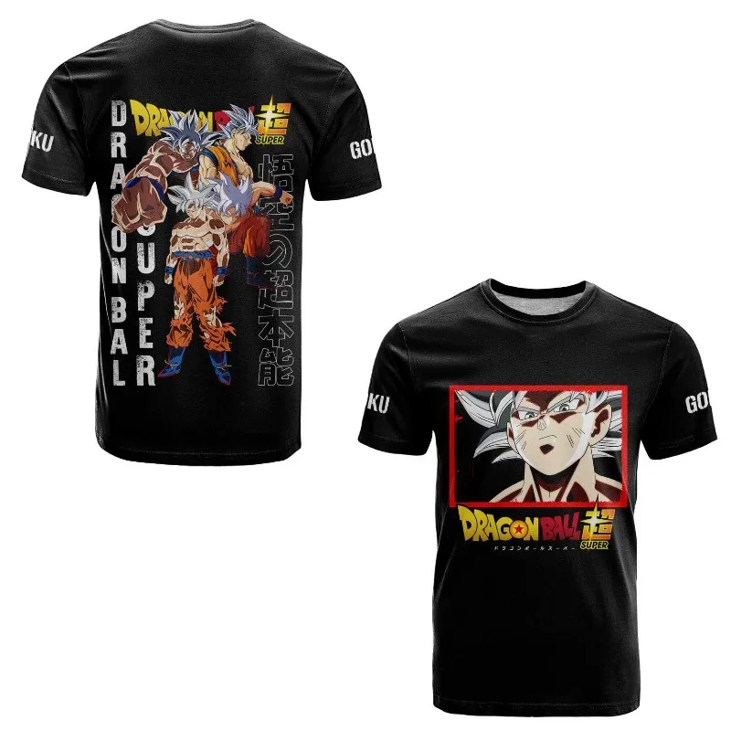 T-shirt da uomo stampata in 3D Anime Dragon Ball Super Goku con ritratto frontale e top alla moda streetwear casual con grafica completamente posteriore