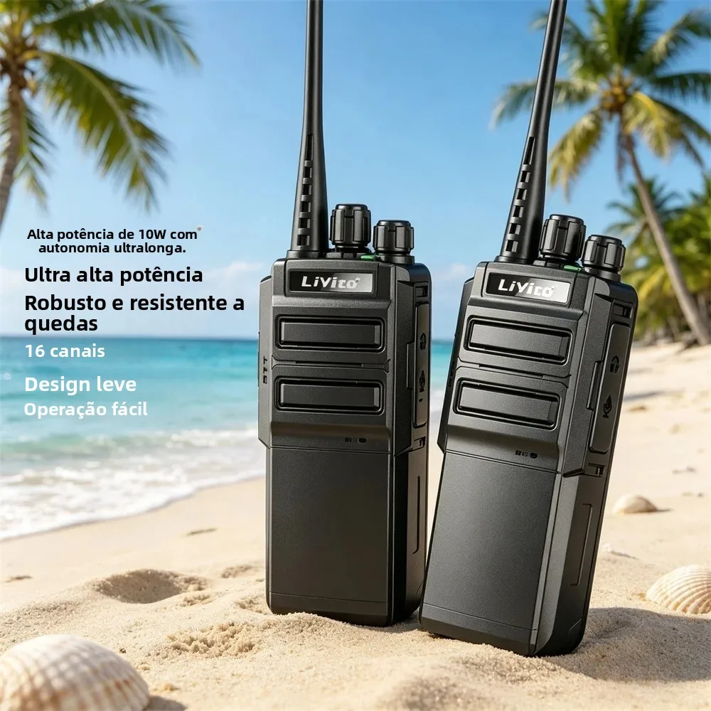 2パックのウォーキートーキー、10wハイパワー、長距離、充電式、双方向無線、頑丈、落下耐性、建設現場、ホテル、セキュリティ用