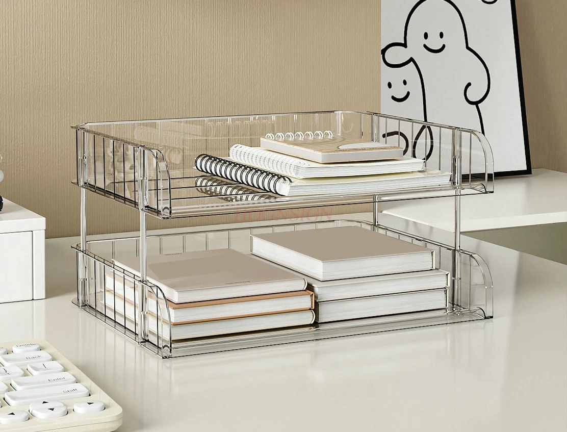 1pcs Document storage rack, transparent desktop storage box, bookshelf, office book desk, storage shelf