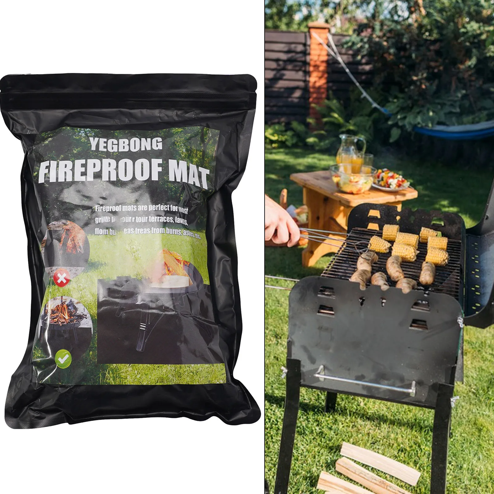 BBQ Fireproof Mat, Heat Resistant Rug for Outdoor Cooking, Prevents Deck Damage and Provides Security, Non Slip and Oil Proof