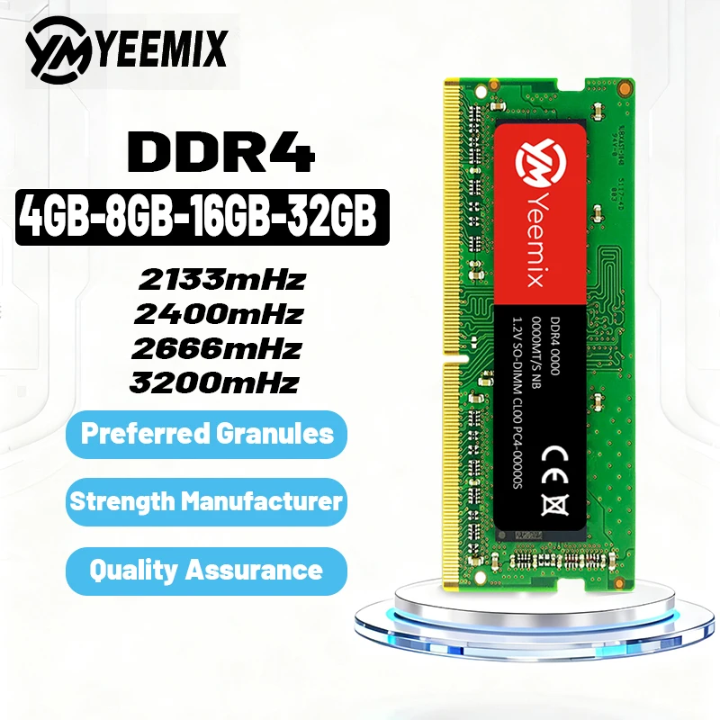 

YEEMIX DDR4 Оперативная память для ноутбука с Micron、SEC、SKhynix, случайная отправка Intel AMD 4 ГБ, 8 ГБ, 16 ГБ, 32 ГБ, 2666 3200, 3600 МГц
