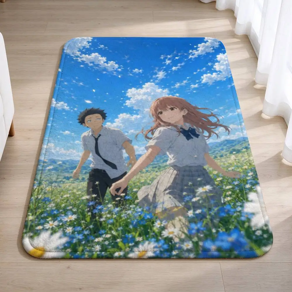 Romantic Anime A S-Silent Voice Home Decor Short Plush Floor Mat, Non-Slip & Easy to Clean for Multi Doorways