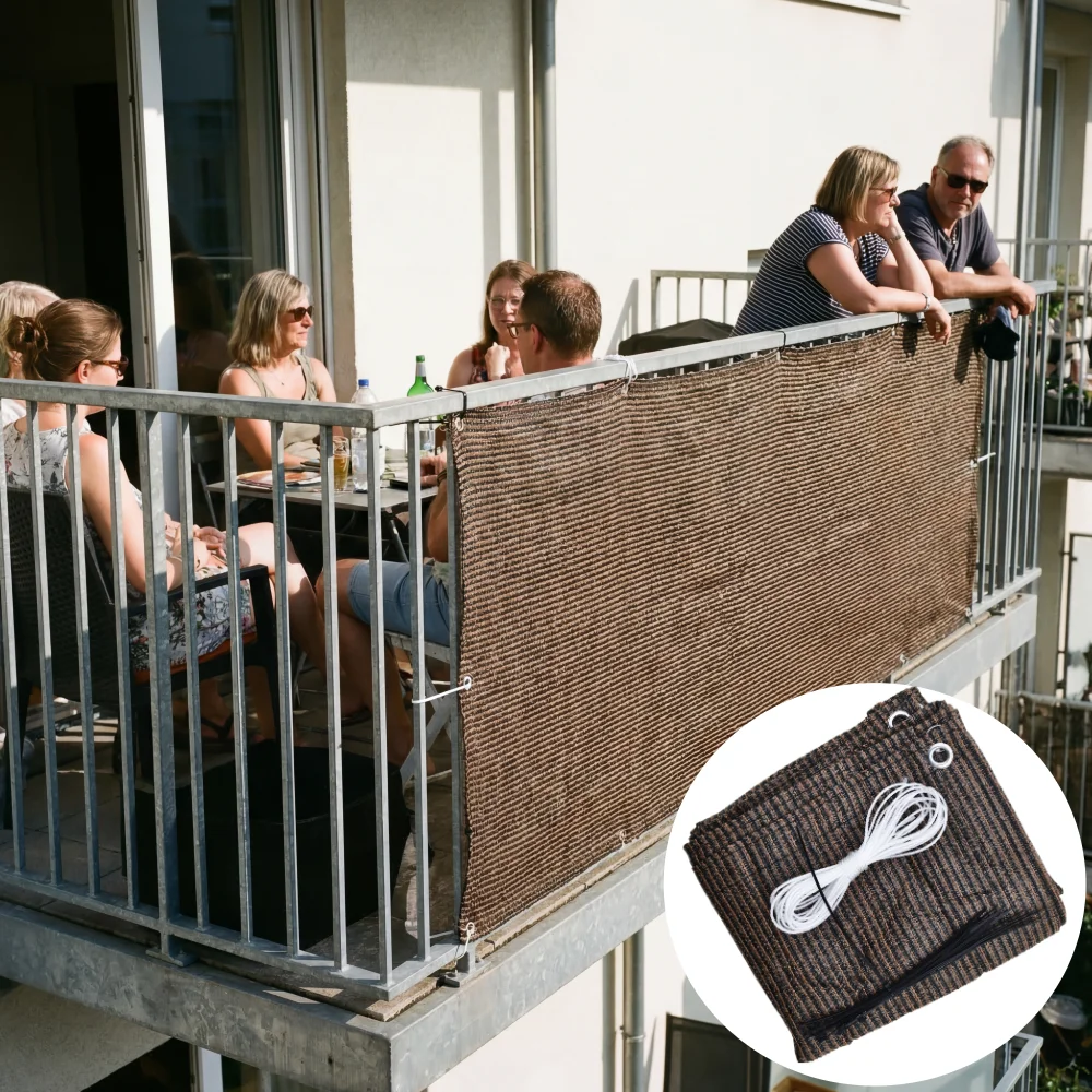 Sichtschutz-Balkonzaun Garten-Schattennetz für Terrasse Außenbereich-Schutz vor Wind, Sonne und Staub mit Ösen und Kabelbinder