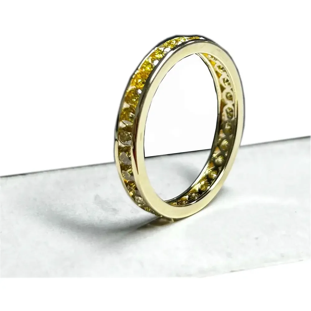 Meisidian Custom 18K Solid Yellow Gold Natural Yellow Diamond 3mm Width Band Wedding Ring