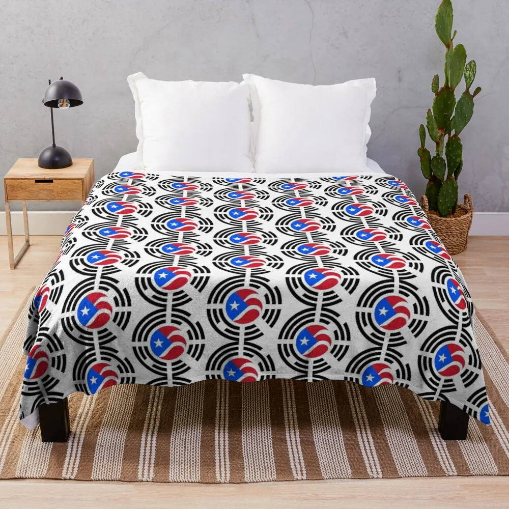 Puerto Rican Korean Multinational Patriot Flag Series Throw Blanket Multi-Purpose wednesday Blankets