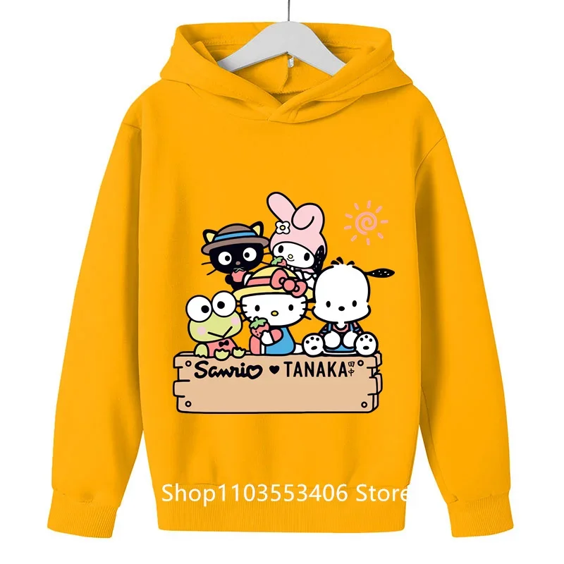 2024 new spring and autumn children's hoodie HelloKT printed pure cotton casual outdoor fashion boys and girls hoodie