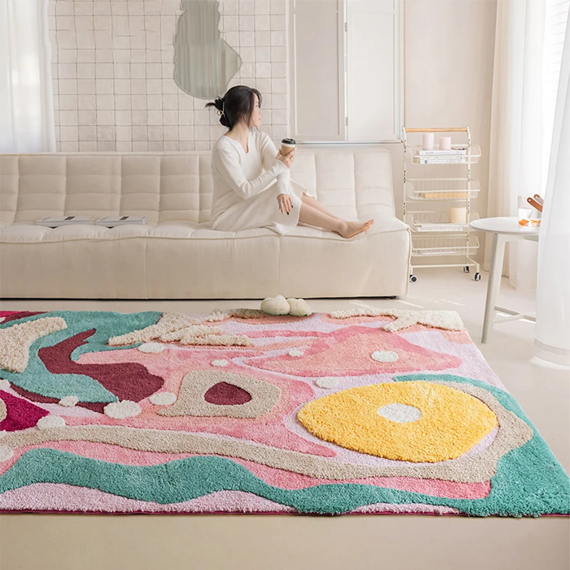 

Colorful Living Room Carpet Large Nature Art Mat Non Slip Microfiber Plush Tufted Moss Rugs Bedroom Nursery Kid Room Rugs
