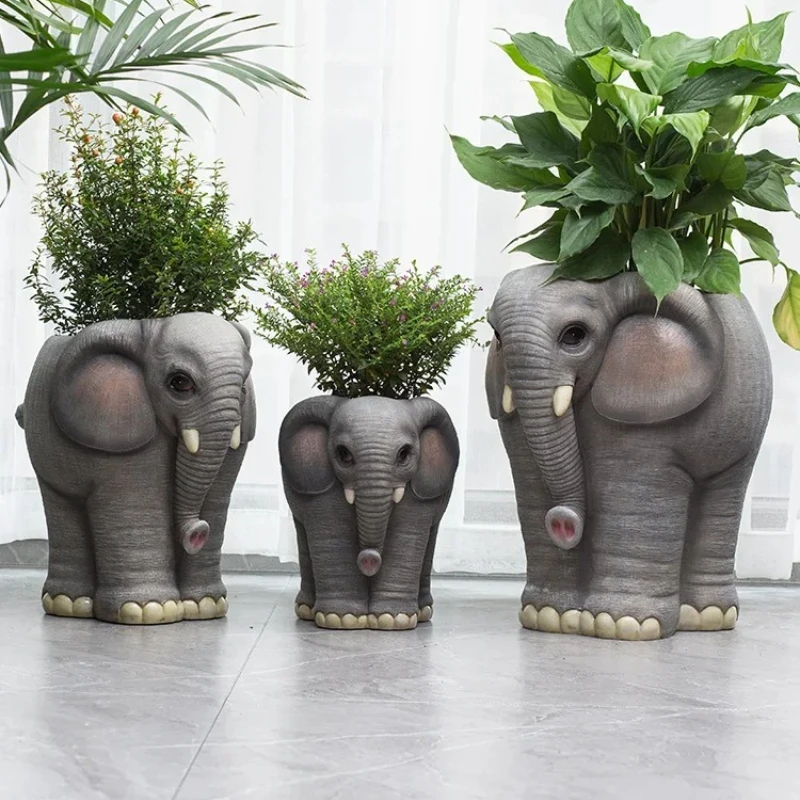 X-S Large Creative Elephant Flowerpot Decoration Indoor Courtyard Hall on-the-Ground Green Plant Flower Ware