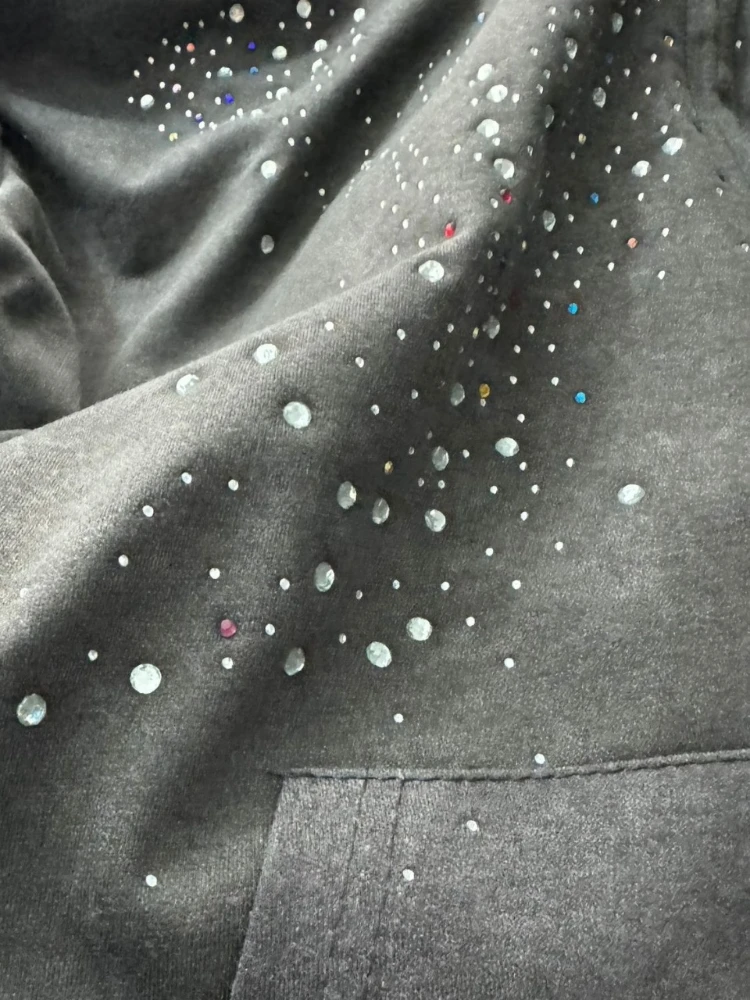 سترة بقلنسوة Y2K Star Rhinestone للسيدات لعام 2025 - سويت شيرت أسود مغسول عتيق بسحاب، ملابس خروج كبيرة الحجم لربيع الخريف #3