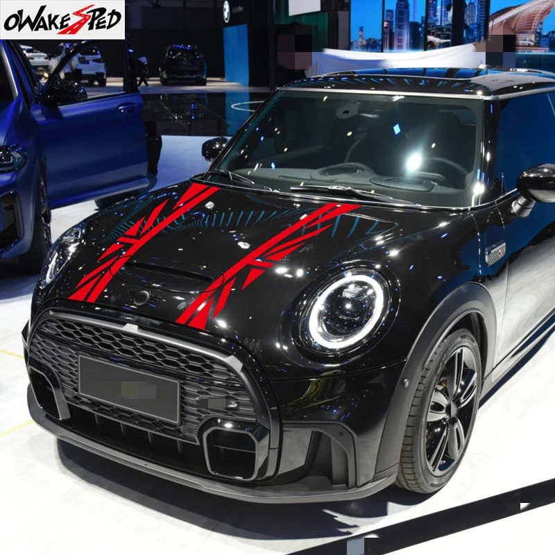 Car Hood Decal Bonnet Stripe Line Band Union Jack Engine Cover Sticker For MINI Cooper R50 R53 R56 R58 R60 F55 F56 F57 F60 R55