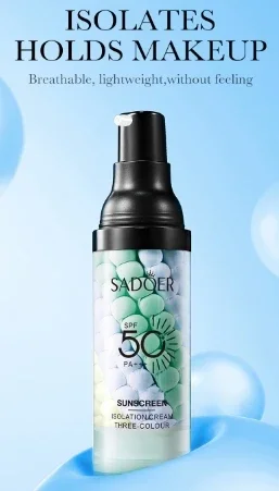 SADOER tricolor rainbow isolation cream brightens skin tone, sunscreen, and pre makeup lotion