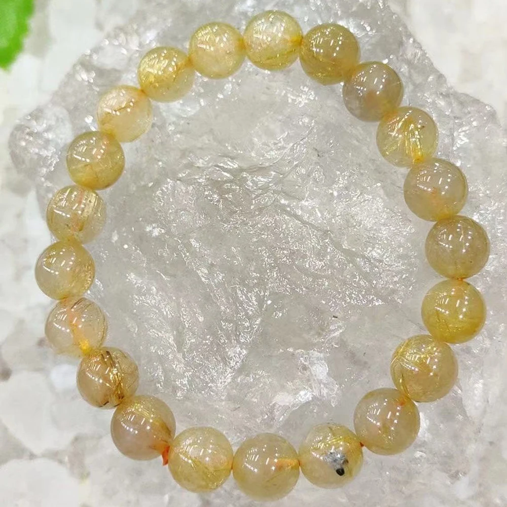 

MG2250 New Design 8 MM Natural Golden Rutilated Quartz Stone Bracelet Natural Australian Rutile Metaphysical Confidence Jewelry