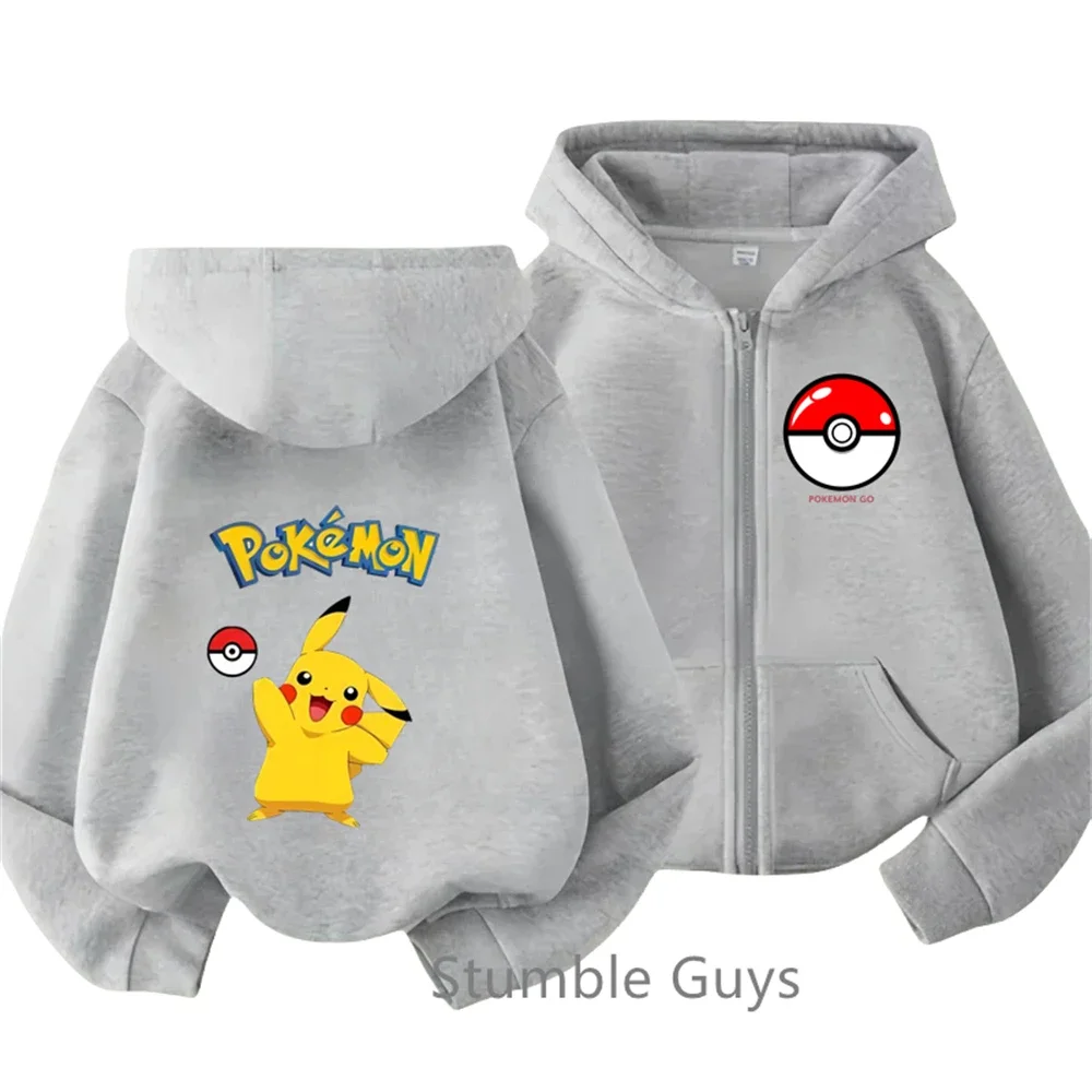 Kawaii Pokemoned bluza z kapturem na zamek 2-13 lat bluza dziecięca z długim rękawem dzieci chłopcy ubrania dziewczyny nastolatki Sonic kombinezon z kapturem