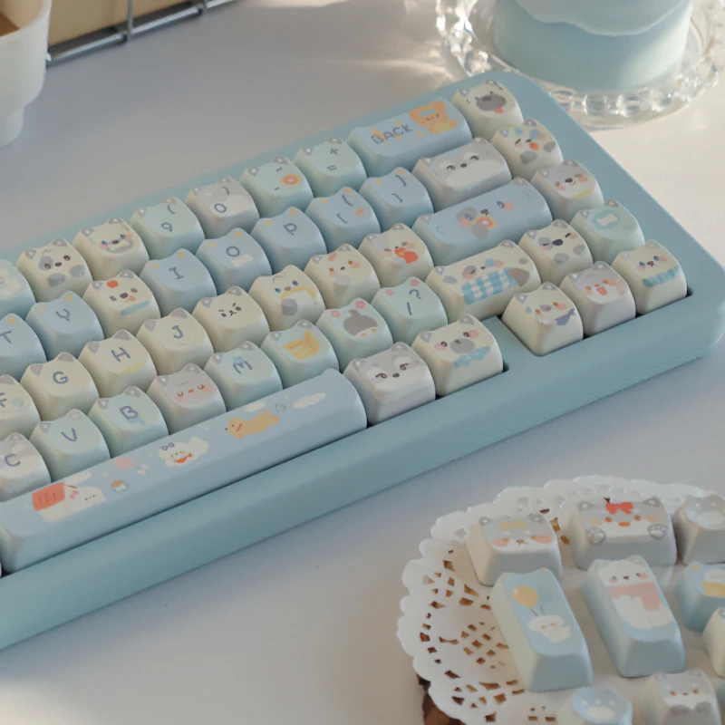 

ECHOME Cute Puppy Theme Keycap PBT Dye-sublimation Cat's Head Keyboard Cap MAO Profile Key Cap for Mechanical Keyboard Accessory