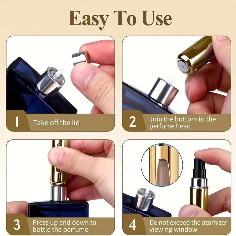 رذاذ عطر صغير قابل لإعادة الملء من الألومنيوم، رذاذ عطر للسفر 5 مل، موزع عطر محمول، علبة عطر قابلة لإعادة الملء