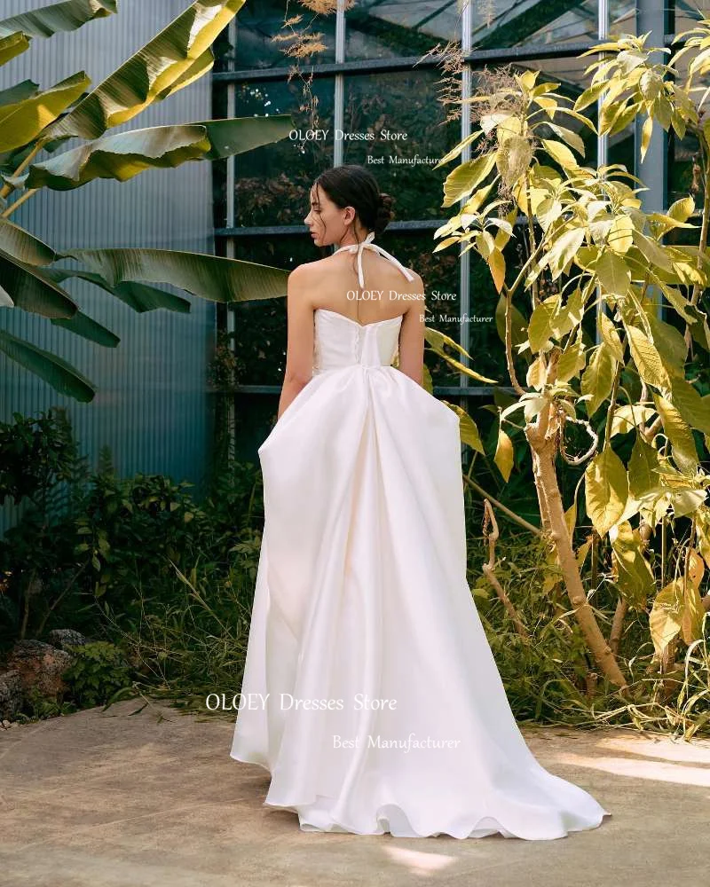 OLOEY-Robe de Mariée en Satin Asymétrique, Épaule Dénudée, Haute et Basse, Séance Photo, Patients de Pays Initiés, Quelle que soit la Tenue de Soirée Formelle