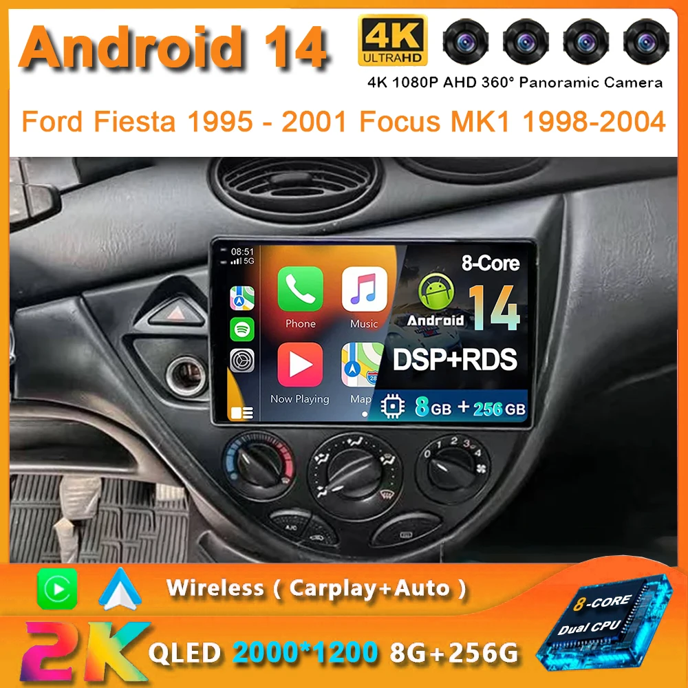 

9" Multimedia For Ford Fiesta 1995 - 2001 Focus MK1 1998-2004 Car Radio 2 Din Android Stereo 4G Carplay Autoradio Head Unit Auto