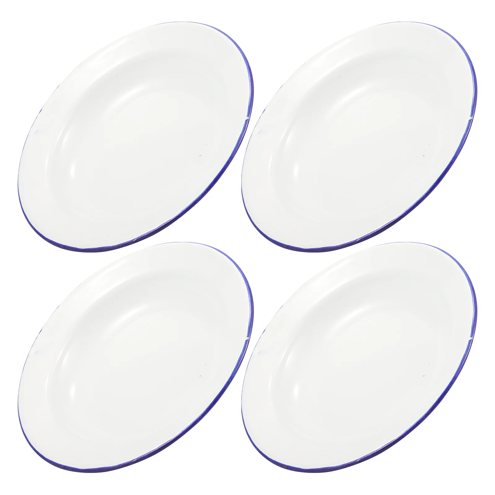 4 Pcs Serving Utensils Enamel Plate Trays Household Vegetable Food Home Dish Kitchen White Round Hotel