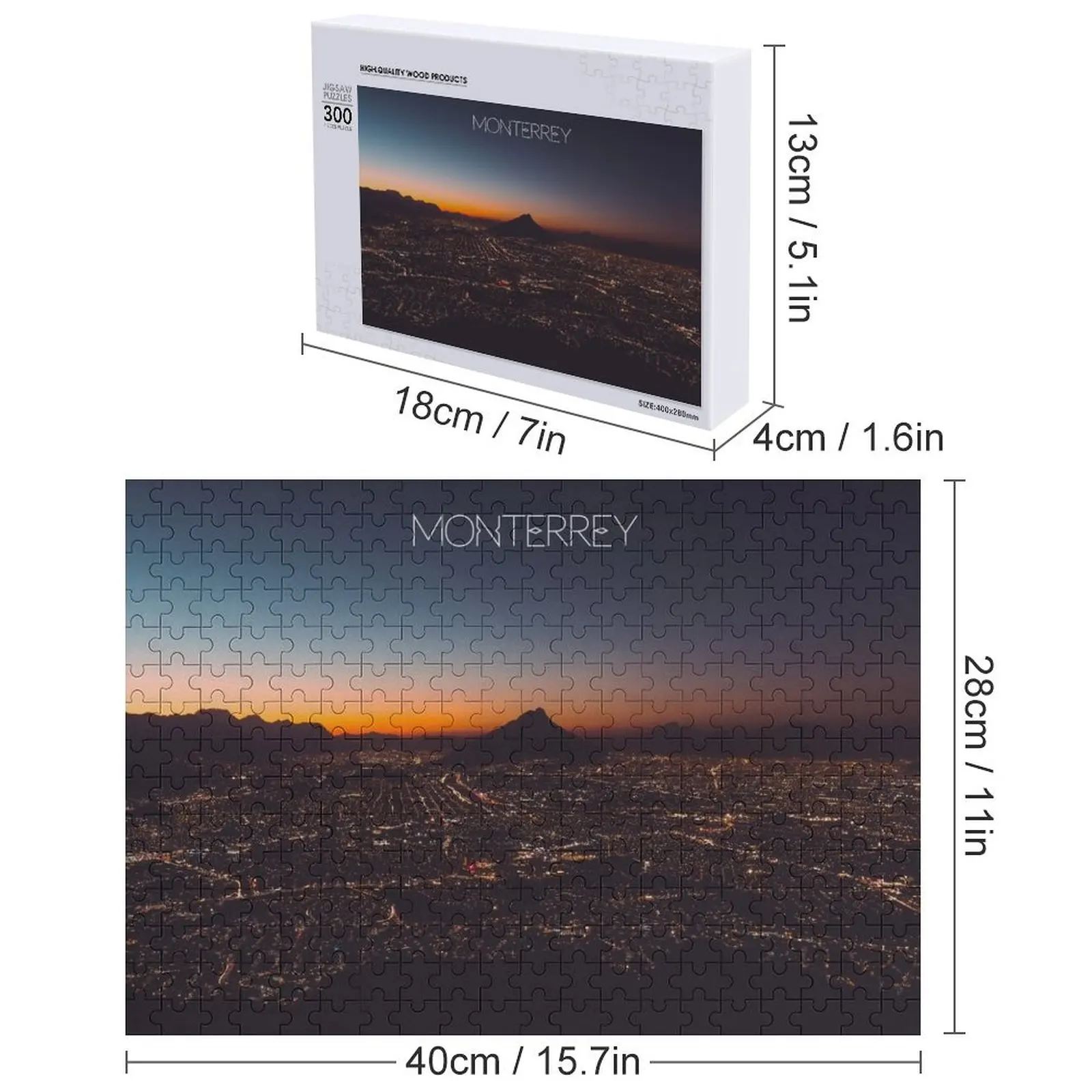 夜のモンテレー、ニューレオン、メキシコ ポスター写真 ジグソーパズル 写真 パーソナライズされた写真ギフト カスタムパズル