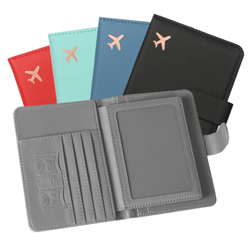 

PU Leather Passport Holder Covers Multifunctional Travel Credit Card Wallet for Women/Men Cute Portable Buckle Passport Cover