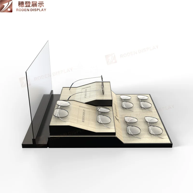 custom.New Eyewear Display Rack Optical Shop in Wood Texture