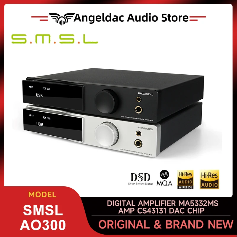 

SMSL AO300 Digital Amplifier MA5332MS AMP CS43131 DAC Chip DSD256 Bluetooth MQA 2.1 Channel with Aubwoofer USB Decoding Speaker