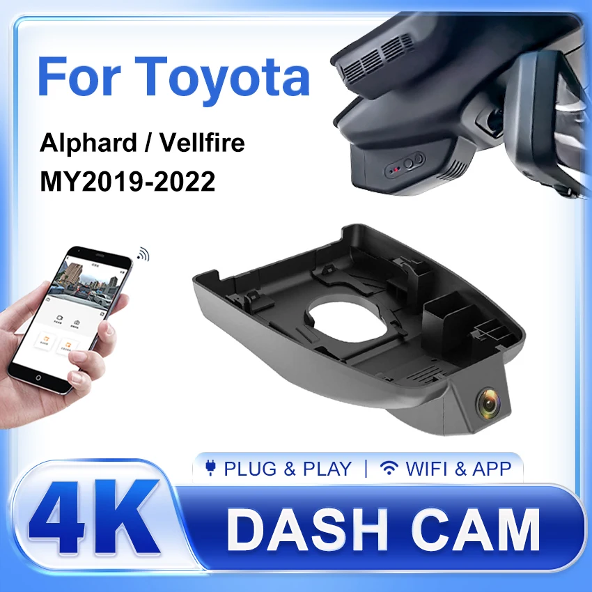 For Toyota Alphard Vellfire 2019-2022 Front and Rear 4K Dash Cam for Car Camera Recorder Dashcam WIFI Car Dvr Recording Devices