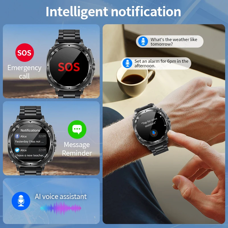 LIGE New ECG+PPG Laser Monitor Blood Glucose Smart Watch Men Heart Rate Uric Acid Sport NFC Smartwatch Health For Samsung Galaxy