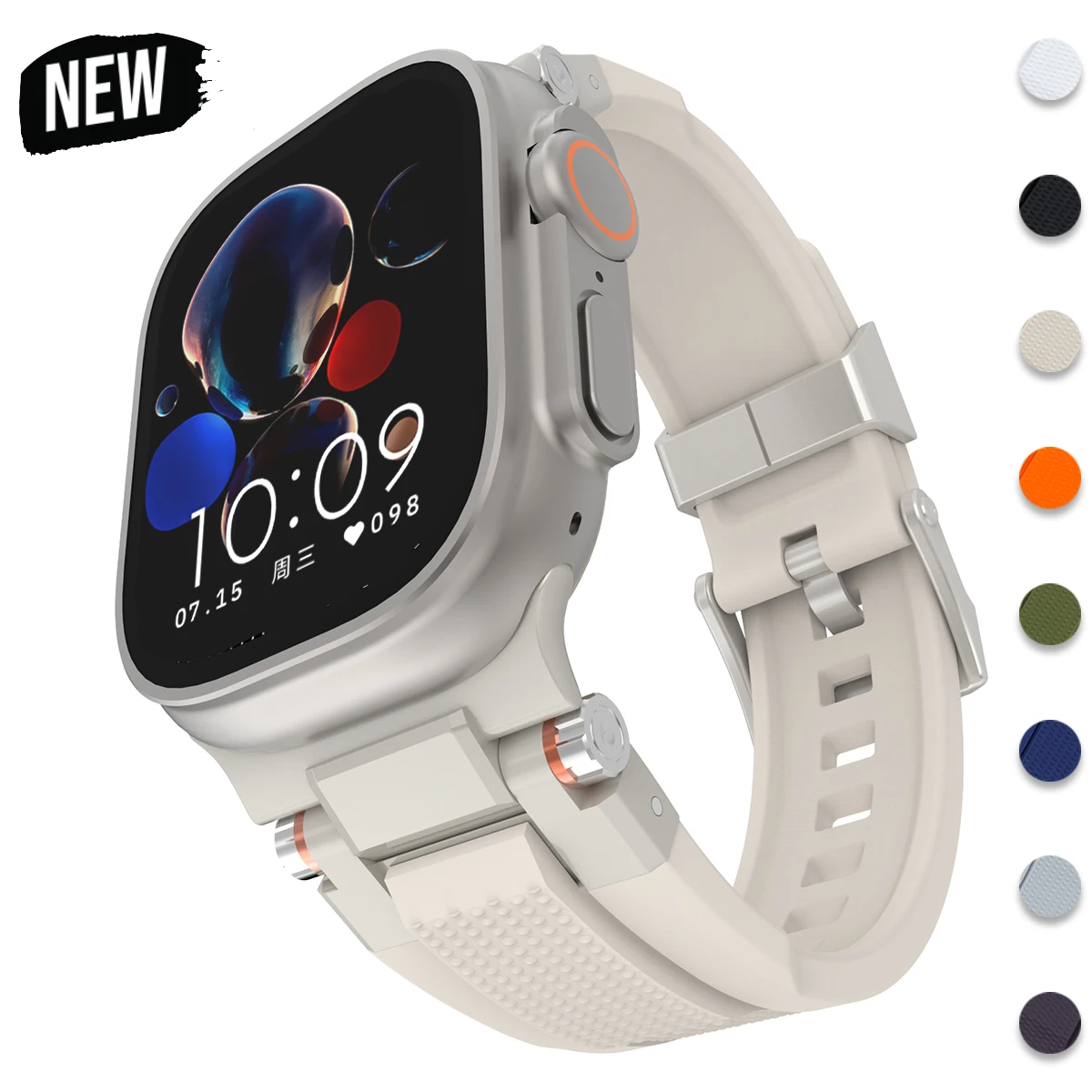 Sports Silicone Band for Apple Watch Ultra 2 3 49mm 46mm 45 44mm Luxury Metal Bracelet for iWatch Series 11 10 9 8 754 Se2 Strap