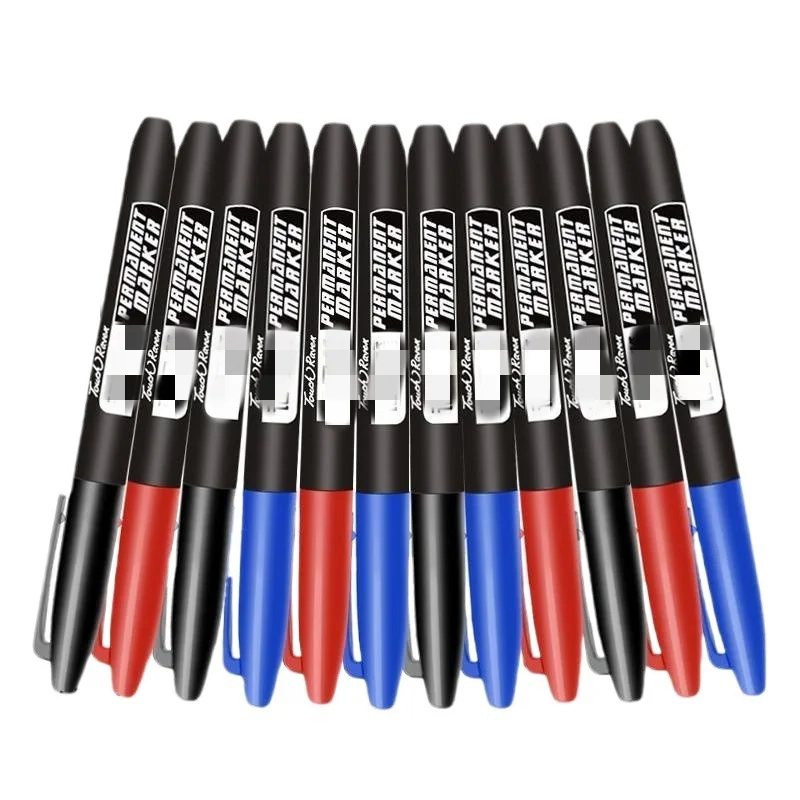 Rotuladores permanentes para dibujo de Manga, bolígrafos de boceto de tinta impermeable, material escolar de arte, papelería, color negro, azul y rojo, 6 piezas