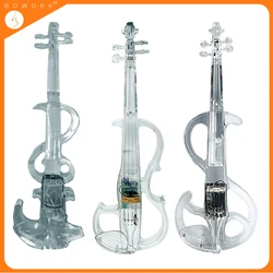 4/4 Crystal Clear Luminous Electric Violin Colorful LED Lights Acrylic Real Performance with Pickups Case Headphones