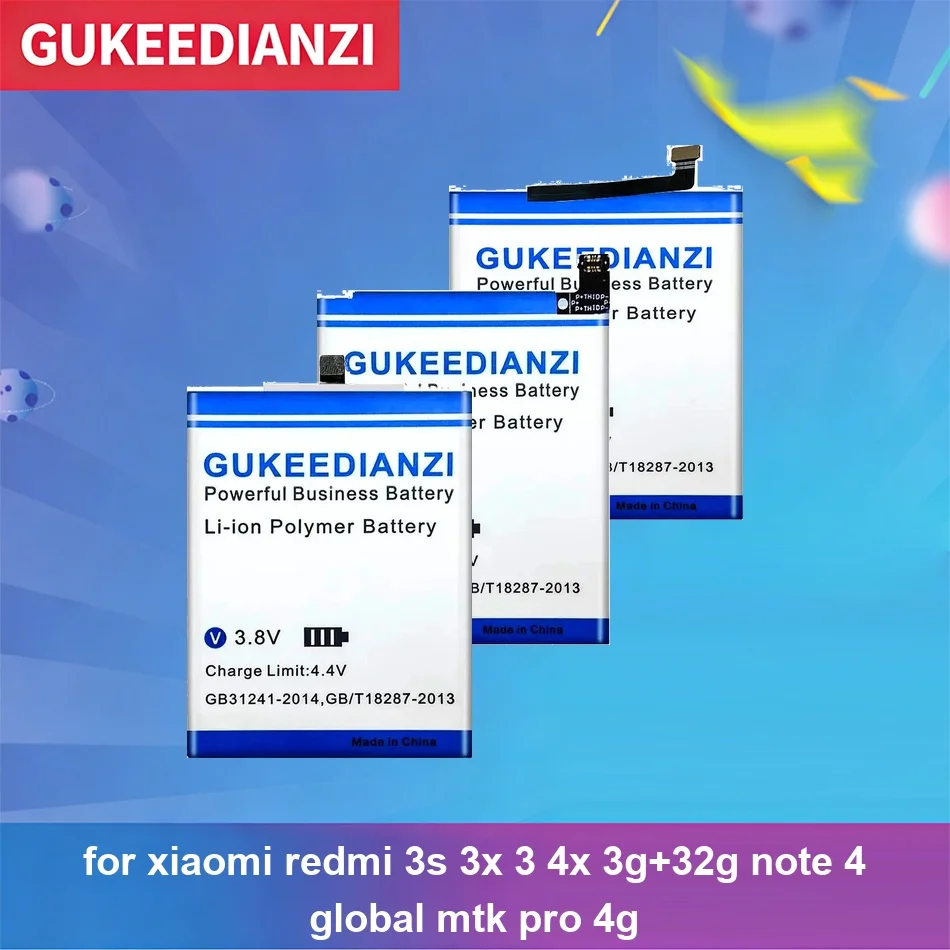 

BN43 ( Cpu Snapdragon 625 ) BM47 For Xiaomi Redmi 3S 3X 3 4X 3g+32g Note 4 Global Mtk Pro 4G Mobile Phone Battery 5600-5950mAh