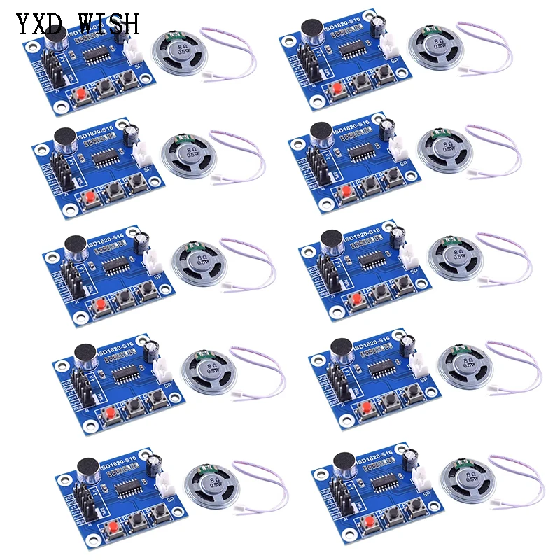 

10pcs ISD1820 Recording Module Voice Module The Voice Board Telediphone Module Board With Microphone + Loudspeaker DIY Tools Kit