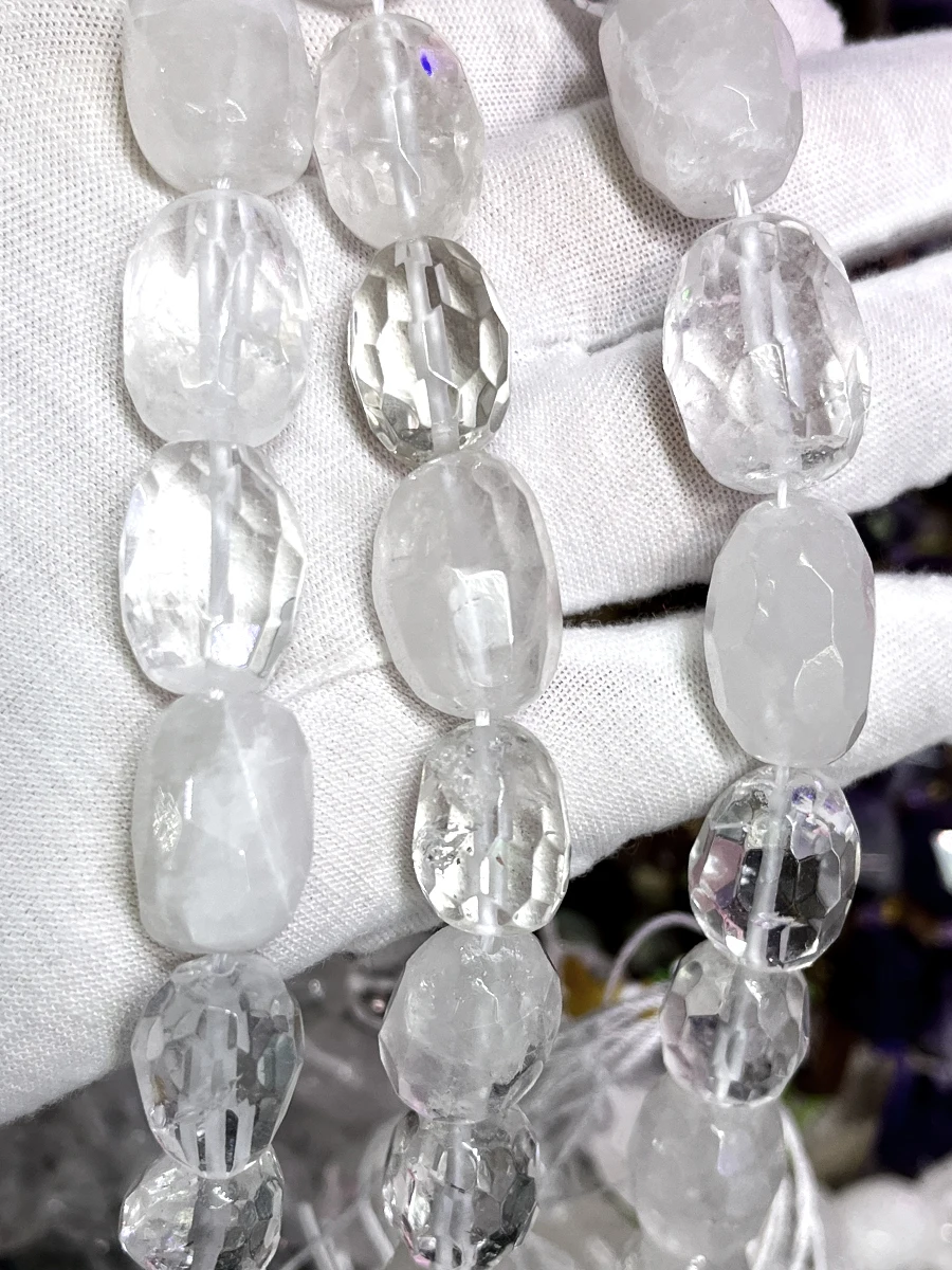 Natural White Crystal Conformal section Irregular Faceted Loose For Jewelry Making DIY Necklace Bracelet 15''13x18mm