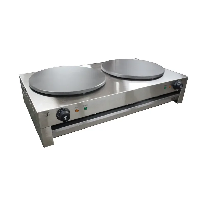 Commercial Electric Crepe Maker Stainless Steel Pancake Machine ECM 2 Professional Griddle for Bakery Restaurant Kitchen Use