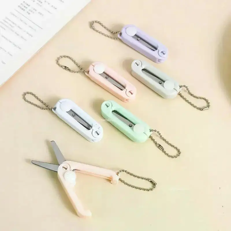 Creative Mini Portable Folding Scissors Morandi Simple Paper-Cutting Art Tool Stationary Scissors Office School Supplies image 2