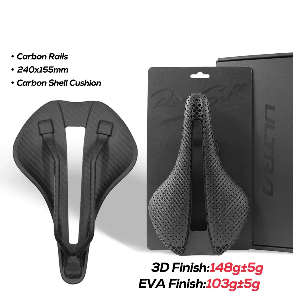

3D Printed/EVA Bicycle Saddle,Ultralight Carbon EVA Hollow 245x145mm MTB/Road Racing Bike Cushion,Carbon Rail,Full Carbon Shell