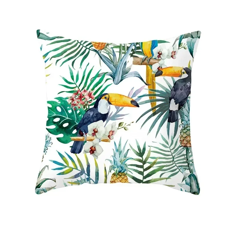 Summer Tropical Plants Green Leaves Pillowcase Bedroom Living Room Sofa Decoration