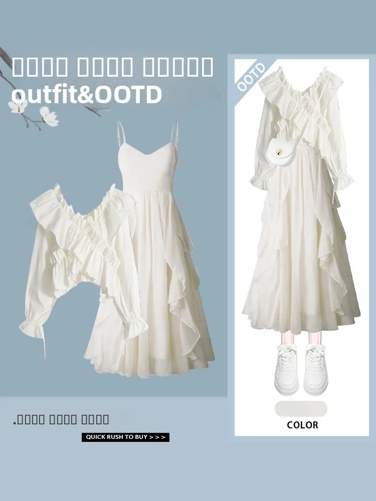 

Sweet Asymmetrical Strap Dr Женский весенний дизайн oulder Bared Long Sve ort Sle irt Комплект из двух предметов Полиэфирное волокно