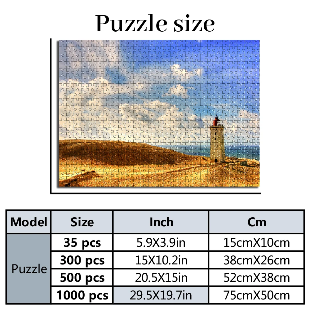 Personalized Custom Photo Puzzle Customize Seaside Dune Lighthouse Theme Puzzle Parent-Child Interactive Diy Assemble Game Toy